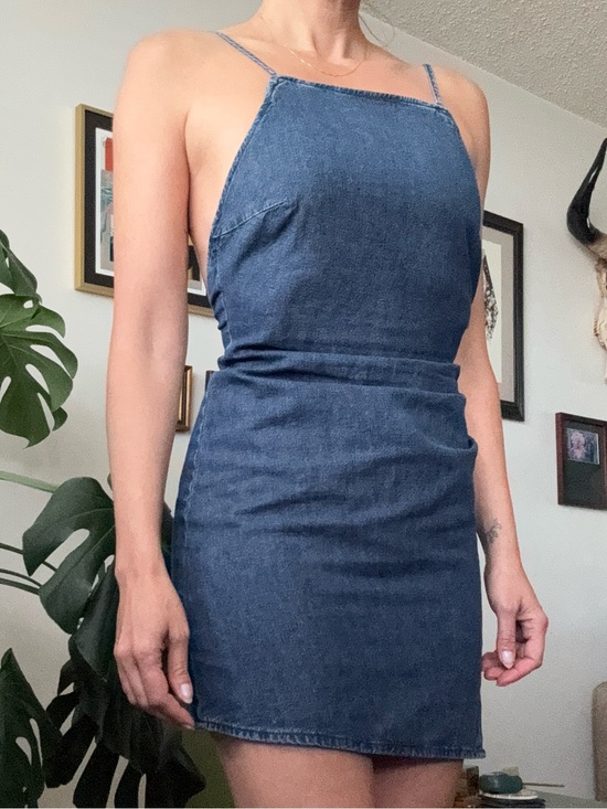 Zara Dresses & Skirts - 100% Cotton Denim Dress with Spaghetti Straps - Dark Blue